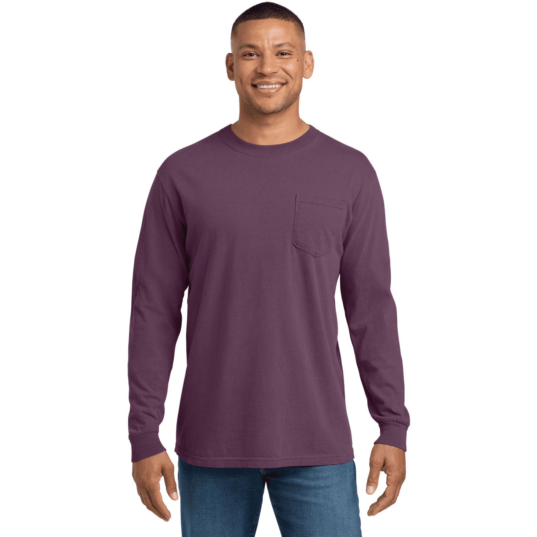 Heavyweight Ring Spun Long Sleeve Pocket Tee.