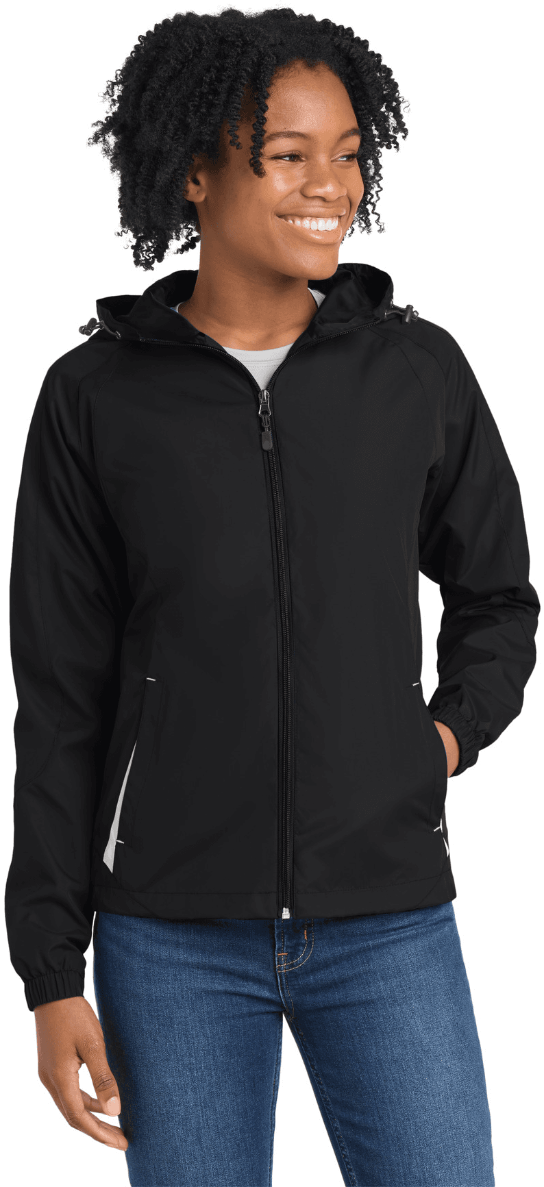 Women's Colorblock Hooded Raglan Jacket.