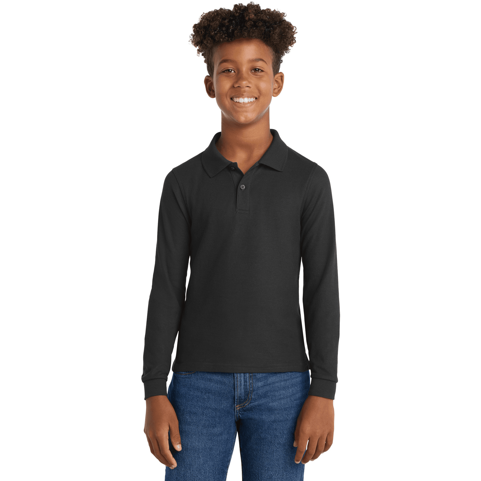 Youth Long Sleeve Silk Touch Polo.