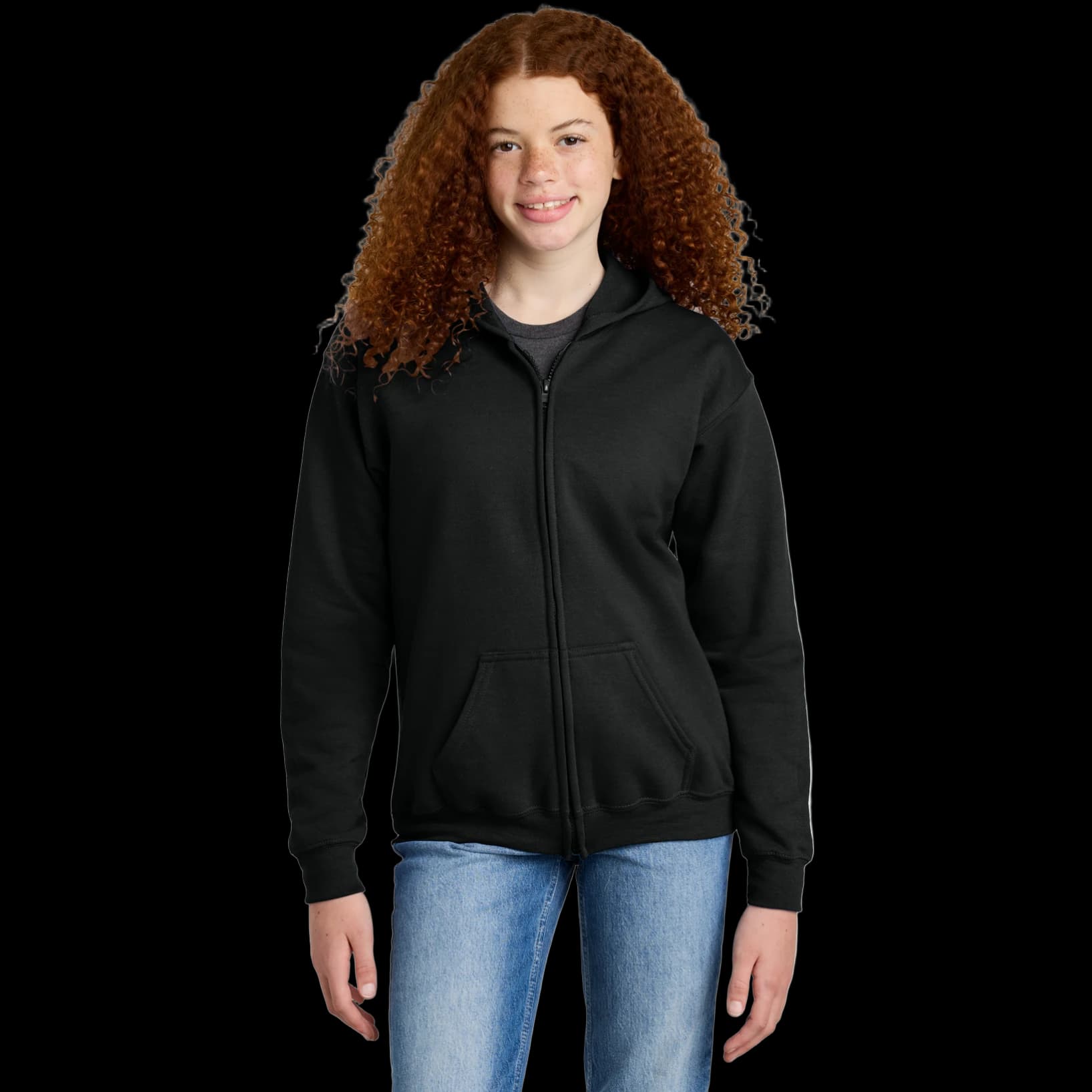 Youth Heavy Blend Full-Zip Hooded Sweatshirt.