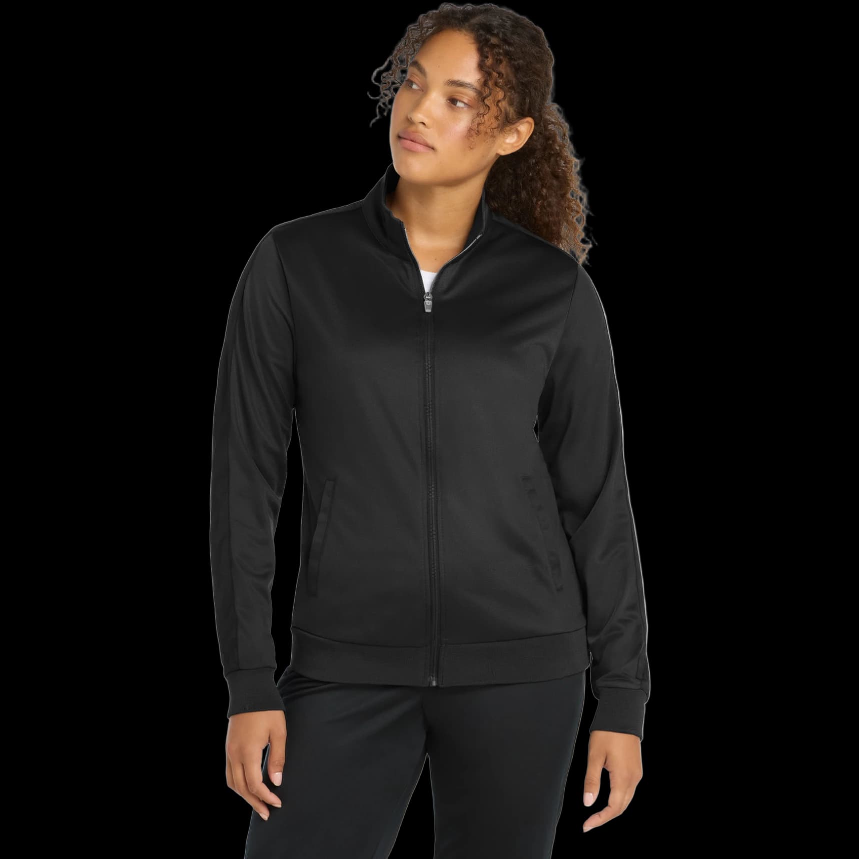 Ladies Tricot Sleeve Stripe Track Jacket.