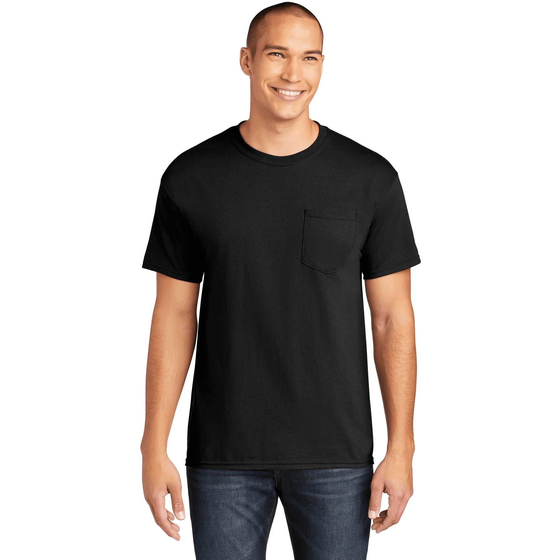 Heavy Cotton 100% Cotton Pocket T-Shirt.