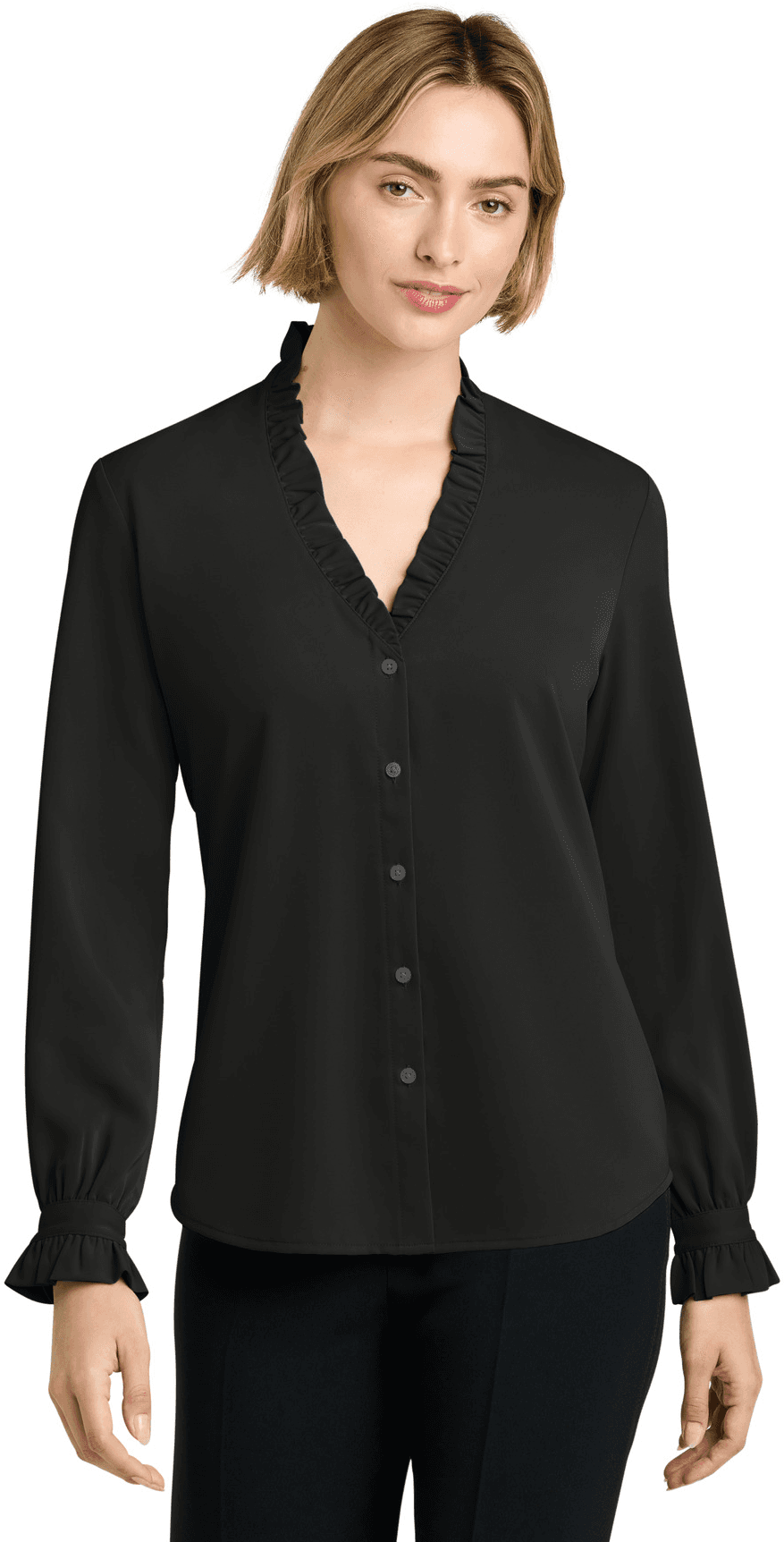 Women's Long Sleeve Ruffle Collar Blouse