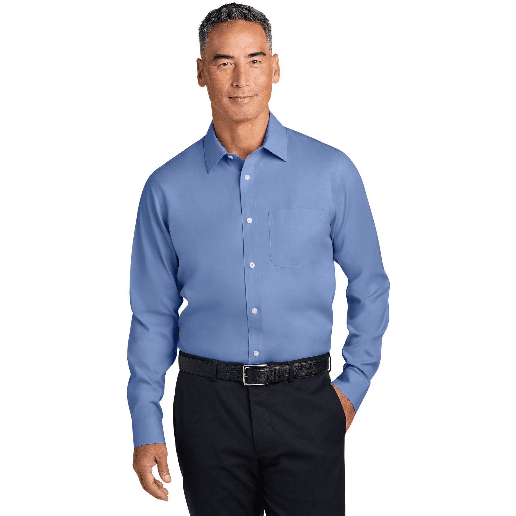 Wrinkle-Free Stretch Pinpoint Spread Collar Shirt