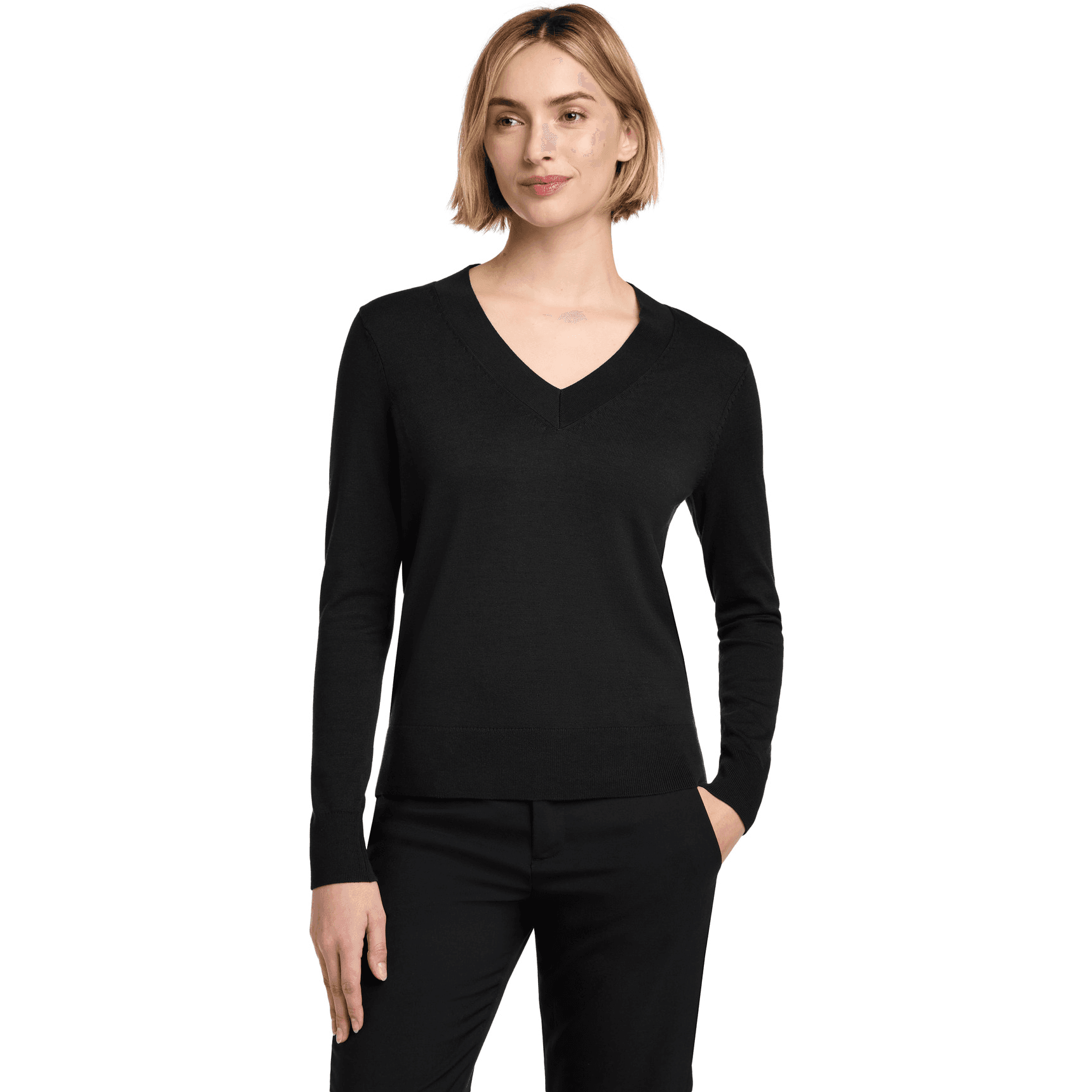 Women's Cotton Stretch V-Neck Sweater