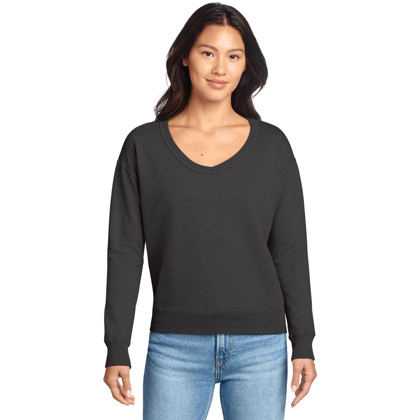 Women's Beach Wash Garment-Dyed V-Neck Sweatshirt