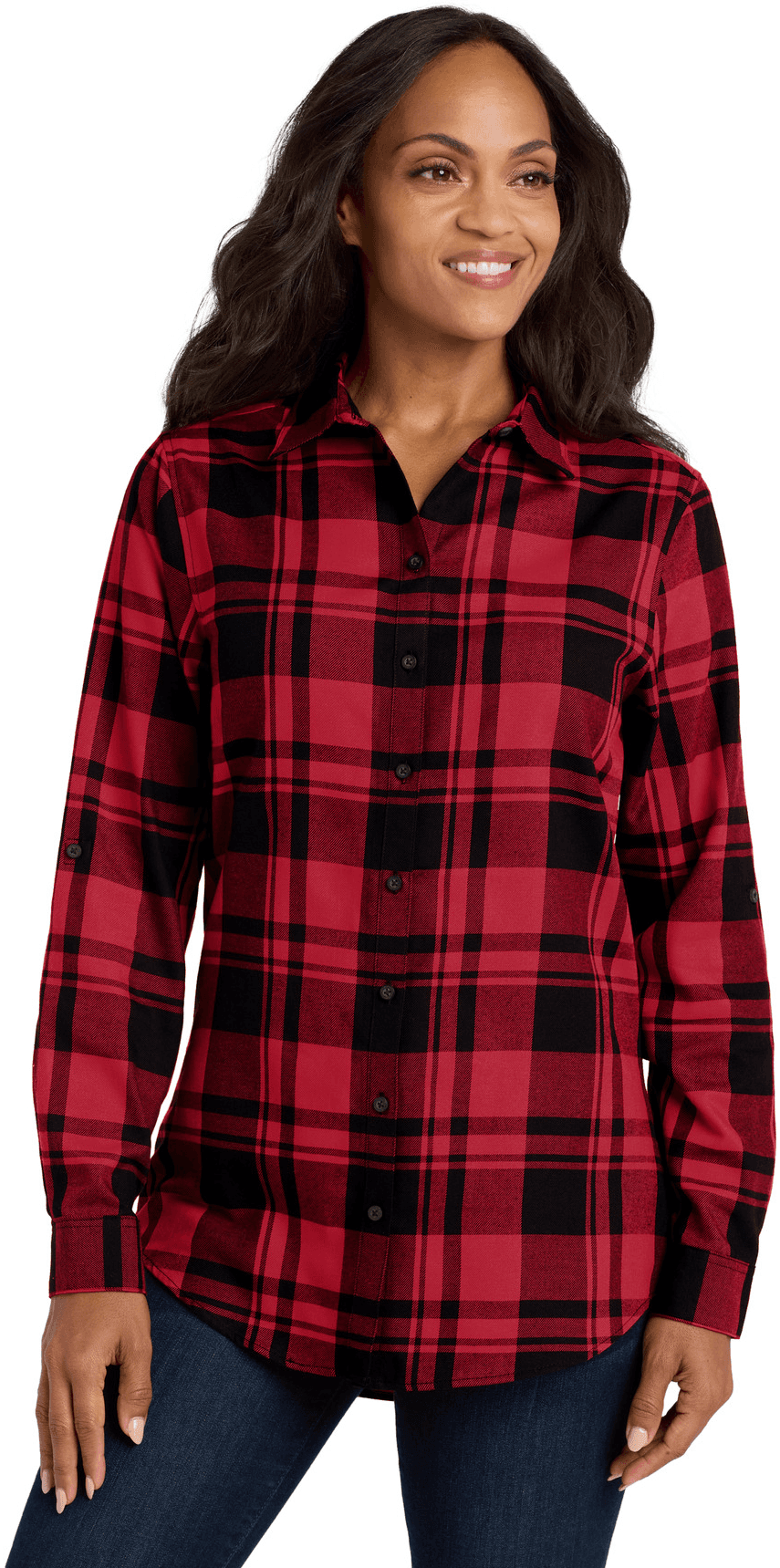 Women's Plaid Flannel Tunic .
