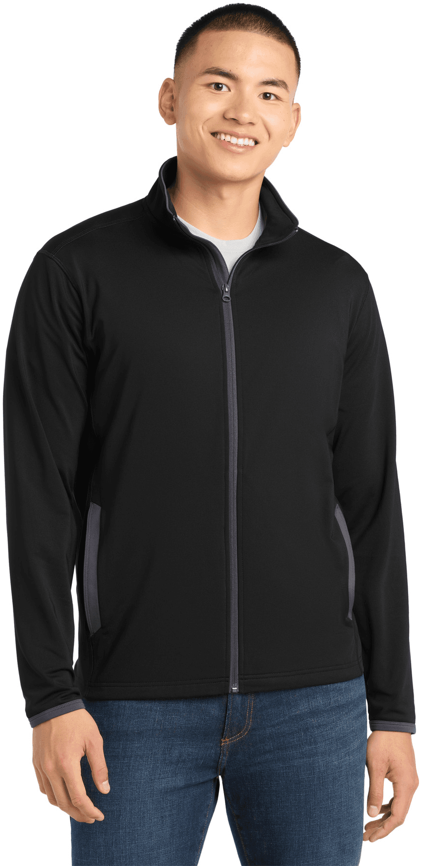 Sport-Wick Stretch Contrast Full-Zip Jacket.