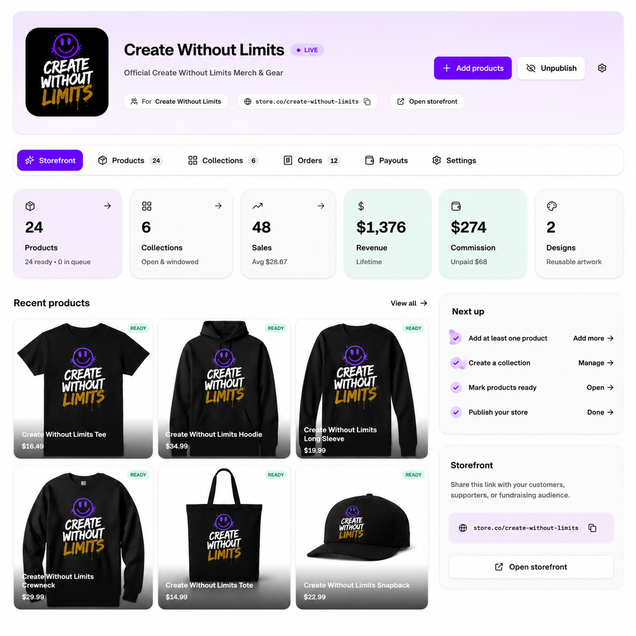 Sell your designs. Earn a commission on every order.